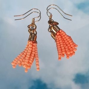 Pink/peach beaded earrings